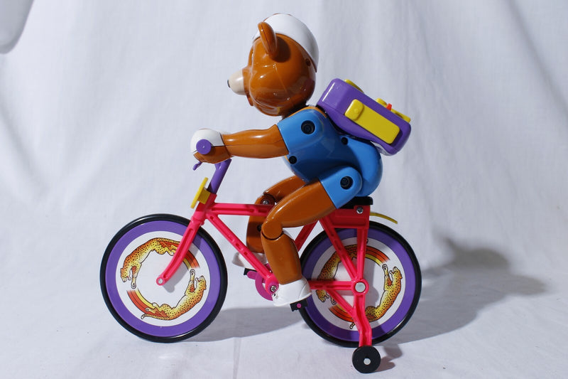 Battery Operated Bear Riding Mountain Bike Toy with Cheetah Wheels