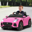 Honey Joy 12V Licensed Pink Jaguar F-Type SVR Kids Ride-On Car with MP3 and Lights