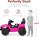 Bold Pink 12V Ride-On Car for Kids with Parental Control