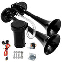 Dual Black 12V 150DB Air Horn System with 120 PSI Compressor for Trucks