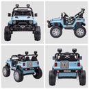 Blue 12V Ride-On Car for Kids with Remote Control, LED Lights, Music, and 3 Speed Settings