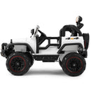 White 12V Kids Ride-On Truck with 3 Speeds, Remote Control, MP3, LED Lights, USB, and Cover