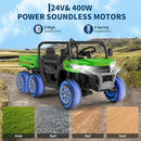 Electric Green 2-Seater Dump Truck for Big Kids - 24V Ride-On Toy