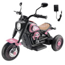 Pink 3-Wheel Electric Motorcycle Toy for Kids with Colorful Lights and Music