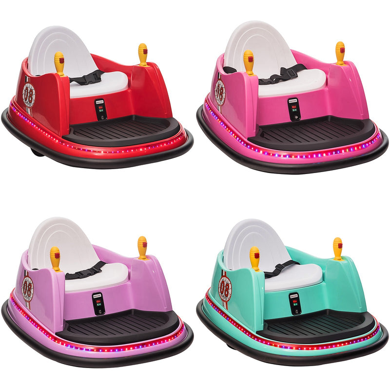 12V Kids Ride-On Bumper Car with Remote Control, 360° Spin, and Flashing Lights for Toddlers
