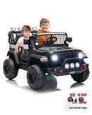 24V Electric Ride-On Car Truck for Big Kids, 2-Seater in Black