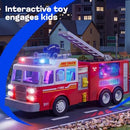 JOYIN Interactive LED Fire Truck with Projections and Sirens, Bump and Go Action