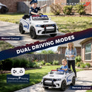 12V Dodge Police Car Ride-On for Kids Ages 3-6, White, 2-Seater