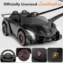Lamborghini Veneno 12V 4WD Black Two-Seater Ride-On Car for Kids