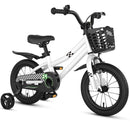 14-Inch White Kids Bike with Blue Safety Helmet and Protective Gear