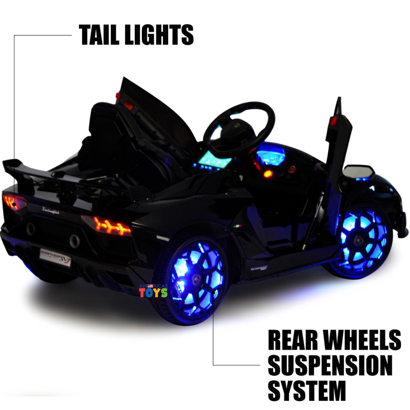 Kids Ride-On Licensed Lambo RC Car with MP4 Player and LED Wheels in Multiple Colors