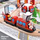 Large Battery-Powered Electric Train Set with Magnetic Locomotive for Wooden Tracks