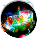 Electric Transparent Gear Train Toy Flashing Lights Music 360 Rotation Battery