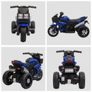 Blue 3-Wheel Ride-On Motorcycle for Kids with Horn and Traction Tires