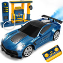 Gas Station Playset for Remote Control Cars - Spray & Dual Sounds for Kids Aged 4-12