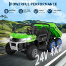 Green Electric 2-Seater Ride-On Dump Truck for Older Kids