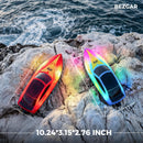 BEZGAR HJ825B Remote Control Boat Set - 10-inch Red and Blue with LED Lights, 120 Minutes Playtime, 15 KPH Speed