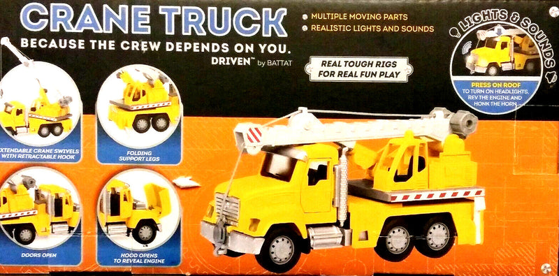 Micro Series Yellow Crane Construction Truck with Lights and Sounds