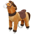 Soft Brown Plush Ride-On Pony with Wheels for Kids Ages 3-5