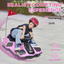 12V Pink Electric Drifting Go Kart with Soft Start, Music, and Lights