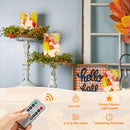 Maple Leaf Battery-Powered Flameless Candles in Red Glass for Fall Decor