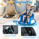 Battery-Powered 12V Navy Bumper Car with 360° Spin & Remote for Ages 1.5 to 6