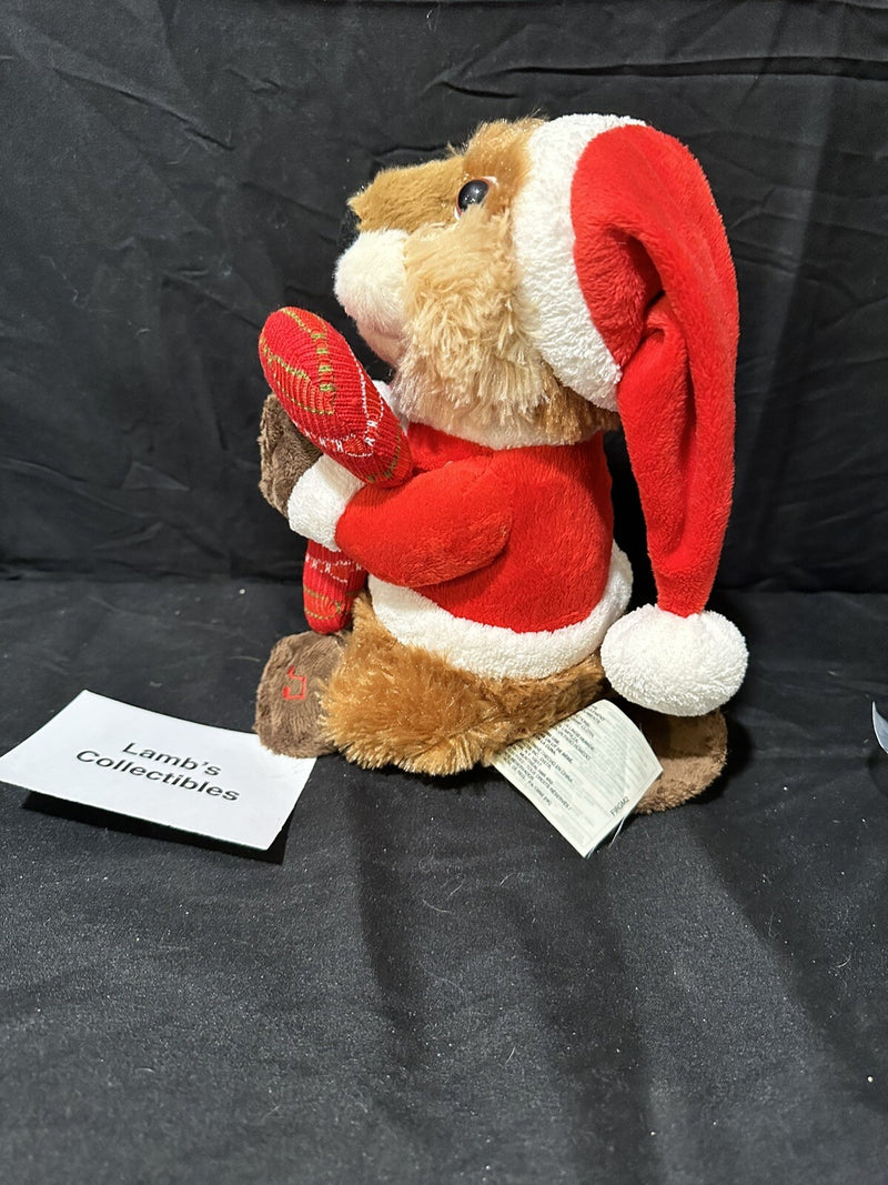 Holiday Animated Singing Beaver Christmas Deluxe Figurine