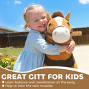 Soft Brown Plush Ride-On Pony with Wheels for Kids Ages 3-5