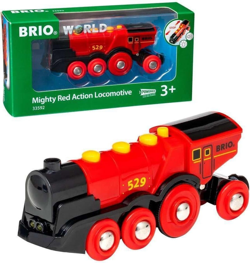 Battery Operated Wooden Train Locomotive with Lights and Sound for Kids Ages 3+