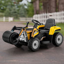12V Electric Yellow Road Roller Ride-On Tractor with Remote Control, Music & LED Lights