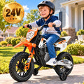 24V Electric Dirt Bike for Kids with Training Wheels and Music, Ages 3-8