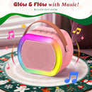 Portable Pink Karaoke Set for Kids with Dual Wireless Microphones
