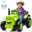 12V Electric Kids Ride-On Tractor with LED Lights, Music, and Safety Belt - Green