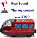 Large Battery-Powered Electric Train Set with Magnetic Locomotive for Wooden Tracks