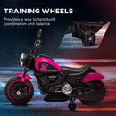 Pink 6V Children's Motorcycle with Training Wheels and One-Button Start