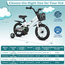 14-Inch White Kids Bike with Blue Safety Helmet and Protective Gear