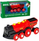 Vibrant Red Wooden Battery-Powered Locomotive for Engaging Play