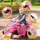 Electric Pink 3-Wheel Ride-On Motorcycle for Kids with Reverse Sounds and Headlights