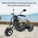 Colorful Light and Music 3-Wheel 6V Electric Ride-On Motorcycle for Kids - Green B9