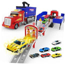 Race Track Adventure Set with 6 Metal Cars, Lights & Sounds | Compact Design