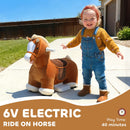 Musical 6V Ride-On Horse with Foot Pedal, Washable Cover, Suitable for Ages 1.5 to 5