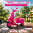 12V Electric Scooter for Kids with Backrest, Music, and Bluetooth - Red, Ages 3-6