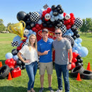 Race Car Balloon Arch Set - 162 Pieces with Trophies, Flags, Tires, Checkered Patterns, and Wheels