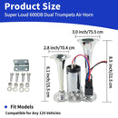 12V 600DB Dual-Tone Metal Air Horn for Trucks and Cars