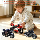 Set of 4 Pull-Back Motorcycles for Children with Sound and Light Features, 1:12 Scale Die-Cast Toys
