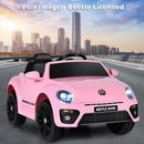 12V Licensed Pink Volkswagen Beetle Ride-On Car for Kids with Music & Remote Control