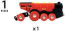 Vibrant Red Wooden Battery-Powered Locomotive for Engaging Play