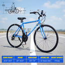 Adult 700C Hybrid Bicycle Featuring 18-Speed Shimano Gear System and Phone Holder - Blue