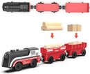 Z MAYABBO Battery-Powered Motorized Train Set - 3 Piece Wooden Track Compatible