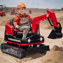 Dual Function 12V 360° Red Kids Ride-On Excavator with Remote Control